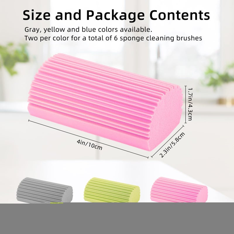 Motroce 6 PCS Damp Duster Sponge, Magic Sponge Eraser, Reusable Household Cleaning Sponge Tool for Cleaning Dishes, Blinds, Glass, Baseboards, Vents,Glass, Railings, Mirrors - Image 2